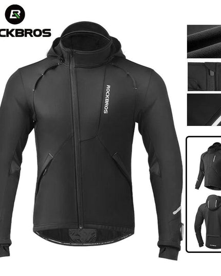 ROCKBROS Bicycle Jacket Winter Cycling Clothing Thermal Fleece Long Sleeve Cycling Bike Clothing Warmer Windproof Sportswear