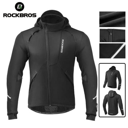 ROCKBROS Bicycle Jacket Winter Cycling Clothing Thermal Fleece Long Sleeve Cycling Bike Clothing Warmer Windproof Sportswear