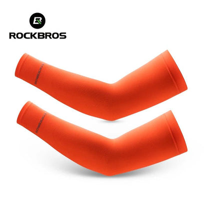 ROCKBROS Ice Fabric Running Arm Warmers UV Protect Arm Sleeves Basketball Camping Riding Outdoors Sports Wear Protective Gear