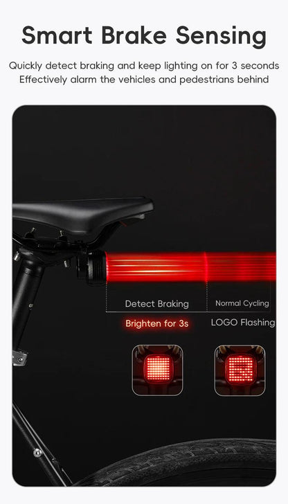 ROCKBROS New Bike Rear Light Mtb Road Smart Brake Sensing Sync Tail Light Ipx6 Waterproof High Quality Rechargeable Rear Lamp