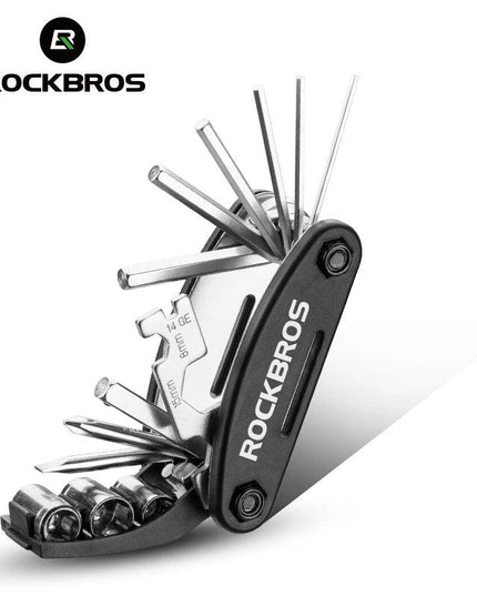 ROCKBROS 16 in 1 Bike Bicycle Multi Repair Tool Set Kit Hex Spoke Cycle Screwdriver Tool Wrench Mountain Cycle Tool Sets Black
