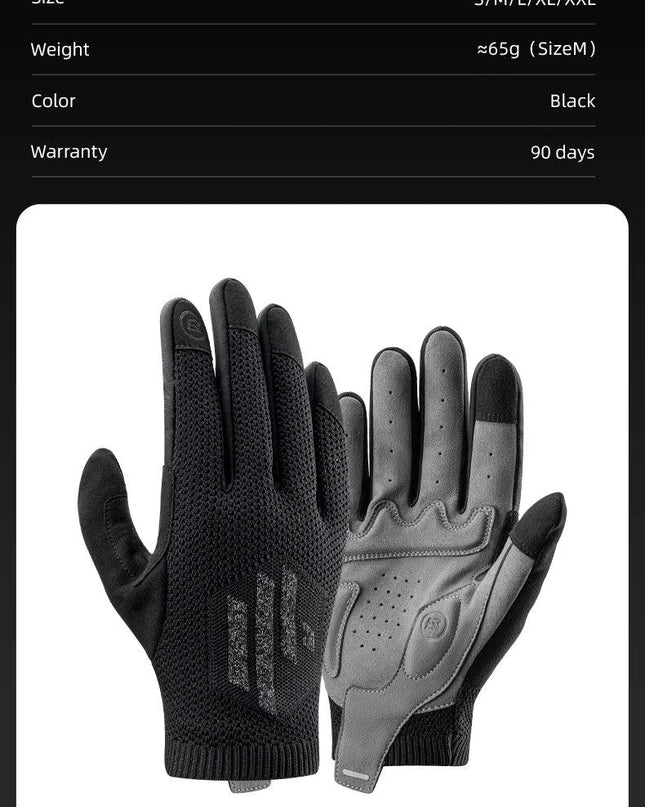 ROCKBROS Bicycle Gloves Full Finger Cycling Gloves Knit Fabric Touch Screen Motorcycle Gloves Autumn Winter Thermal Windproof