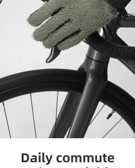ROCKBROS Autumn Winter Ski Gloves Warm Windproof Gloves Cycling Snowboard Driving Double Layer Fleece-Lined Thickened Gloves