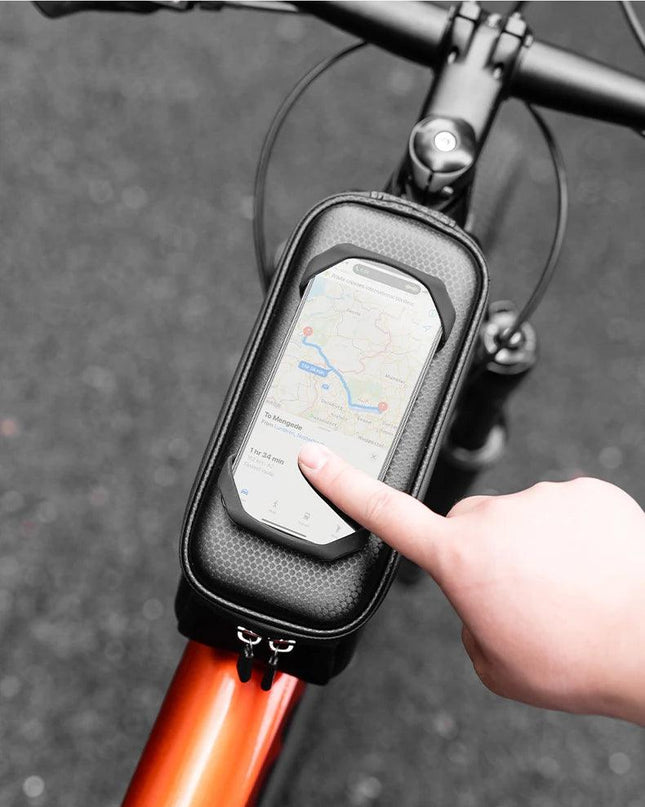 ROCKBROS Bike Bag Front Handlebar Bag Hard Shell 360° Cell Phone Holder With Touch Screen Waterproof Front Frame Cycling Bag