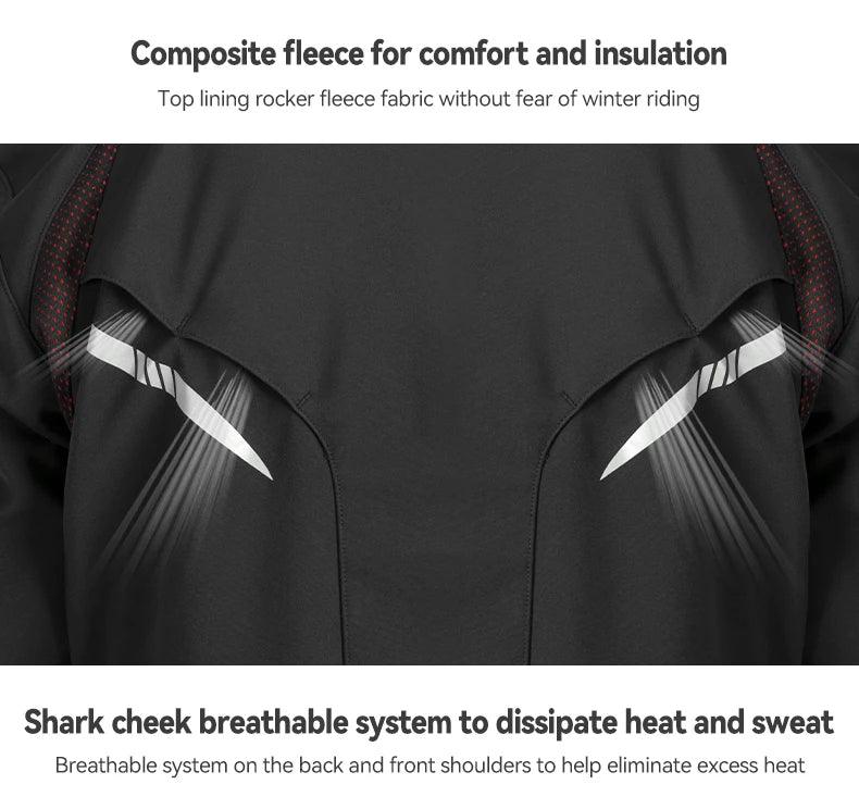 ROCKBROS Cycling Clothing Set Winter Windproof Reflective Cycling Jersey Thermal Fleece Pants Rainproof Set Men Women Sportswear