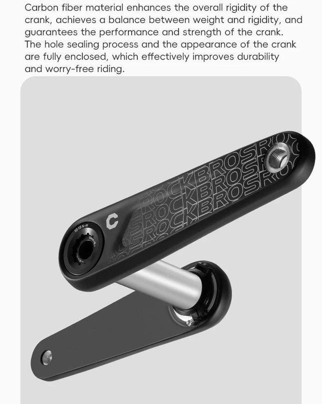 ROCKBROS Ultralight Carbon Fiber Bicycle Crank Chain wheel Spindle 162.5/165/167.5/170/172.5/175MM 52-36T  Transmission Systems