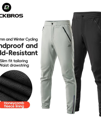 ROCKBROS Winter Thick Fleece Pants Windproof Cycling Pants Men Outdoor Camping Thermal Warm Casual Pants Ski Trousers Sweatpants