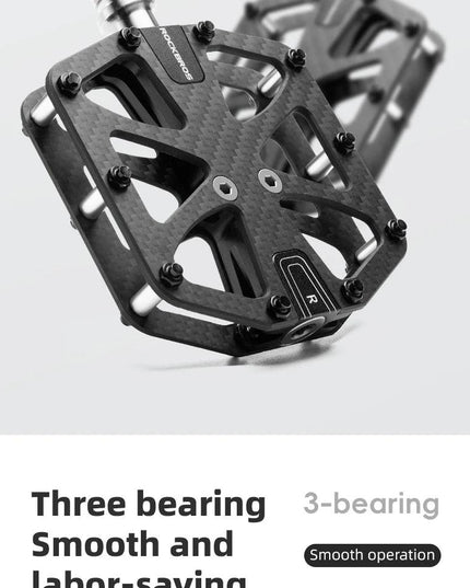 ROCKBROS Ultra-Light Carbon Fiber Pedals 3-Bearing MTB Bicycle Pedals Labor Saving Waterproof Anti-Slip Road Mountain Bike Pedal