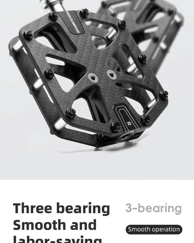 ROCKBROS Ultra-Light Carbon Fiber Pedals 3-Bearing MTB Bicycle Pedals Labor Saving Waterproof Anti-Slip Road Mountain Bike Pedal