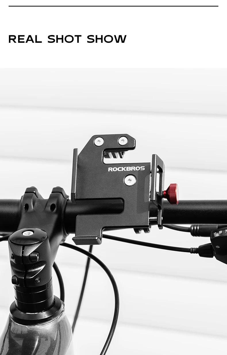 ROCKBROS Bicycle Phone Holder S Clip Ring Holder Aluminum Alloy Anti-Slip for 4.7-7.09inch Phones Moto Motorcycle Stand Bracket