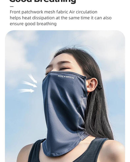 ROCKBROS Summer Ice Silk Mask Anti-UV Quick-drying Face Cover Sunscreen Bandana Breathable Neck Protection Hanging Ear Scarf