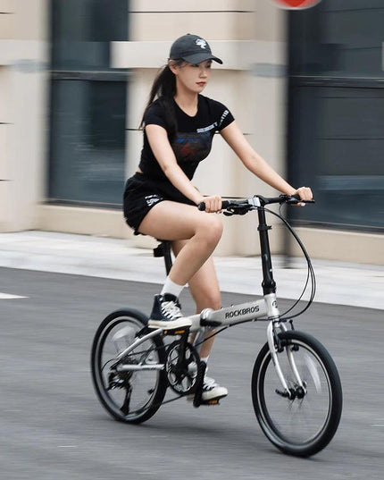 ROCKBROS 20 inch Folding Bike with Shimano 8-speed Aluminium Alloy Frame V Brake Lightweight Adult Unisex Adjustable Bike