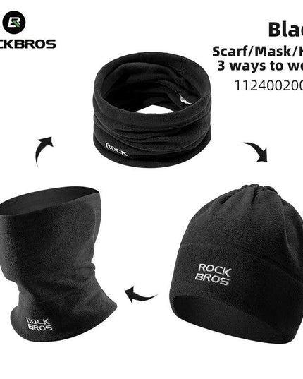 ROCKBROS Winter Scarf Hats Fleece Windproof Balaclava Hiking Warm Mask Bandana Ear Neck Cover Thermal Camping Sport Gear