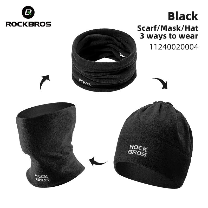 ROCKBROS Winter Scarf Hats Fleece Windproof Balaclava Hiking Warm Mask Bandana Ear Neck Cover Thermal Camping Sport Gear