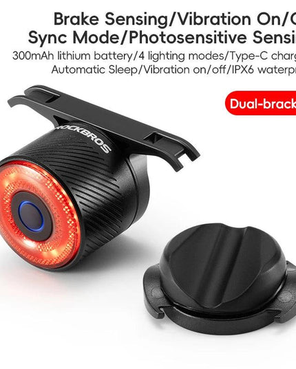 ROCKBROS BicycleTaillight Smart Brake Sensing Day/Night Sensing Waterproof Type-C Cycling Taillight Bike Accessories R Series
