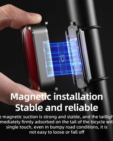 ROCKBROS Magnetic Bike Tail Light Type-C 7 modes Rechargeable LED Bicycle Rear Light for Night Riding Intelligent Brake Sensor