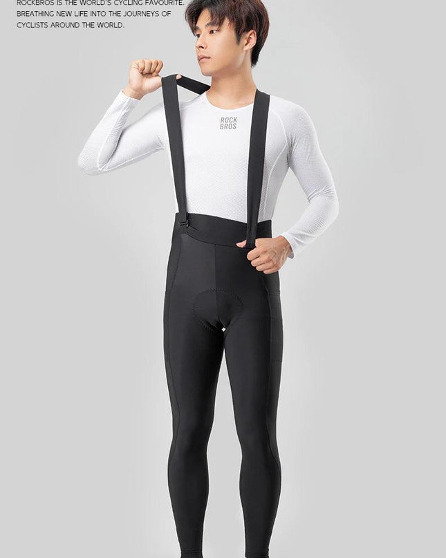 ROCKBROS Windproof Warm Bicycle Pants Winter Removable Buckle Strap Pants High Quality Shock-Absorbing Comfort Pad Pants MTB Men