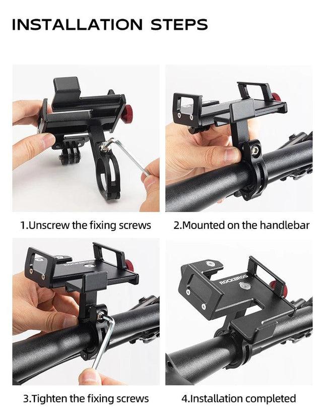 ROCKBROS Bicycle Phone Holder S Clip Ring Holder Aluminum Alloy Anti-Slip for 4.7-7.09inch Phones Moto Motorcycle Stand Bracket