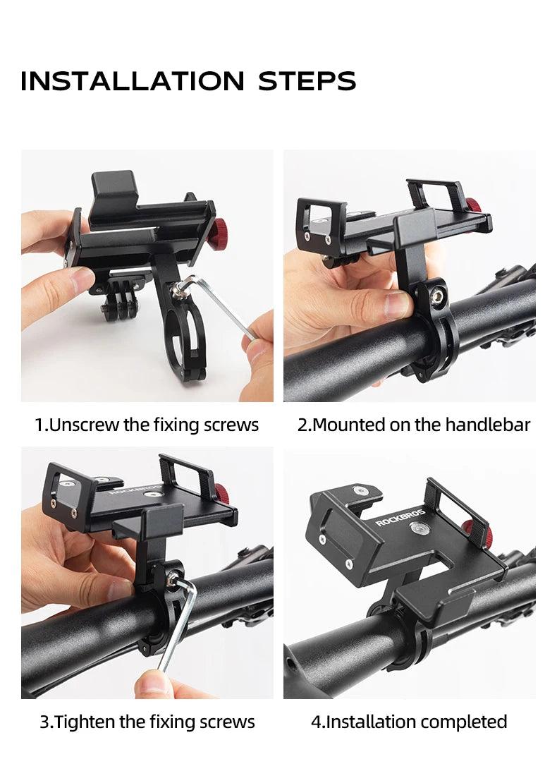 ROCKBROS Bicycle Phone Holder S Clip Ring Holder Aluminum Alloy Anti-Slip for 4.7-7.09inch Phones Moto Motorcycle Stand Bracket