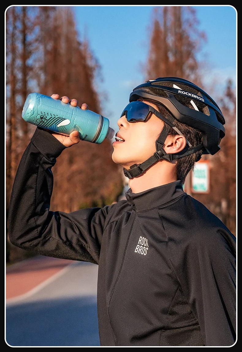 ROCKBROS Cycling Water Bottle Cold Water Insulated Thermal Silicone Bottle Fitness Outdoor Bicycle Portable 620ml Water Kettle