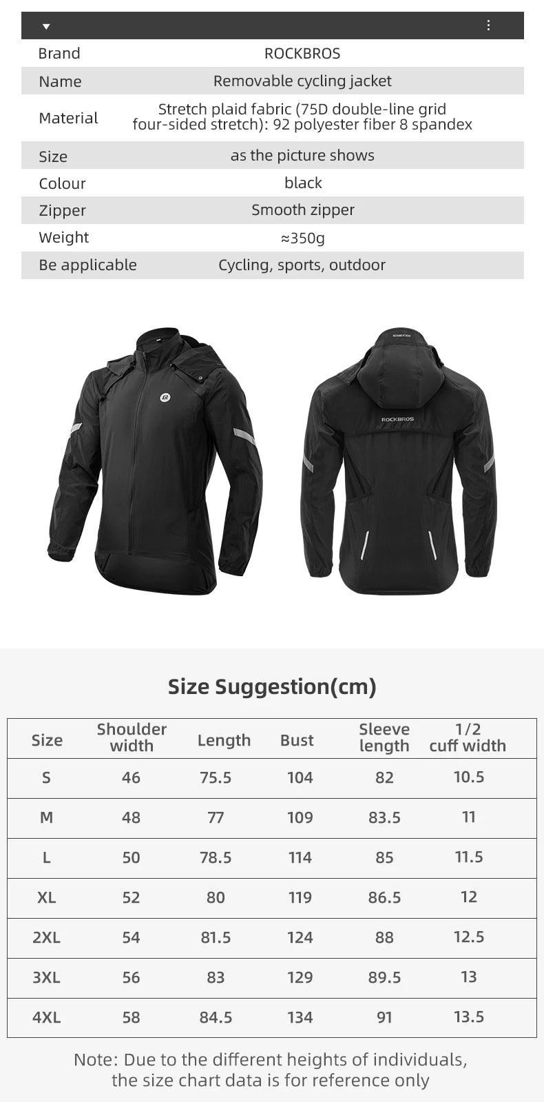 ROCKBROS Cycling Jacket Bicycle Men Jersey Breathable Clothing MTB Women Windproof Reflective Quick Dry Coat Sports Equipment