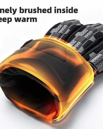 ROCKBROS Tactical Gloves SBR Thickened Pad Cycling Gloves Shockproof Breathable GEL Bike Gloves Winter Warmer Full Finger Sport