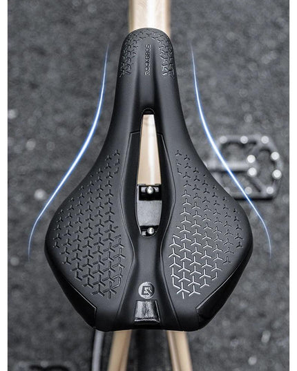 ROCKBROS Bicycle Saddle Hollow Breathable Shockproof Cycling Seat PU Non-Slip Leather Cushion Lightweight MTB Road Bike Saddle