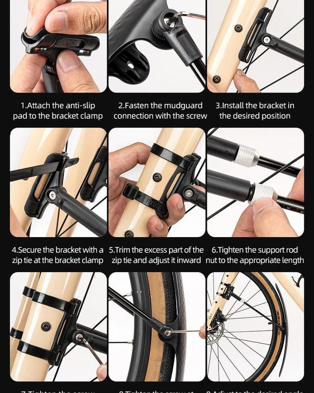 ROCKBROS Bike Mudguard Adjustable Bike Fender PP Plastic Mudguard Suitable For Road Cycling Toughness Quick Release Protector