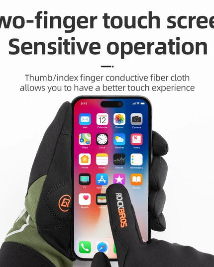 ROCKBROS Long Finger Cycling Gloves Spring Autumn Gloves Non-slip Shock-absorbing Touch Screen Reflective MTB Road Bike Glove
