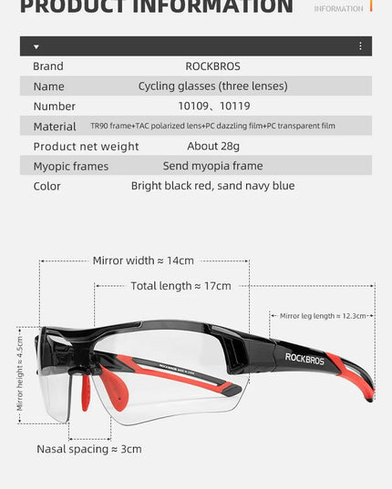 ROCKBROS Polarized Cycling Glasses Men Sports Sunglasses Road MTB Mountain Bike Bicycle Riding Protection Goggles Eyewear 5 Lens