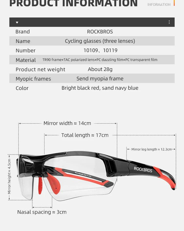 ROCKBROS Polarized Cycling Glasses Men Sports Sunglasses Road MTB Mountain Bike Bicycle Riding Protection Goggles Eyewear 5 Lens