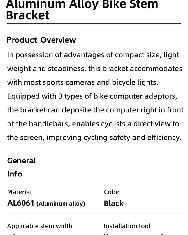 ROCKBROS Bike Bracket Front Light Lamp Holder Aluminum Alloy Extension Holder for Bicycle Computer Wahoo Bryton Garmin Bracket