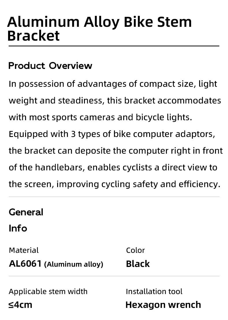 ROCKBROS Bike Bracket Front Light Lamp Holder Aluminum Alloy Extension Holder for Bicycle Computer Wahoo Bryton Garmin Bracket