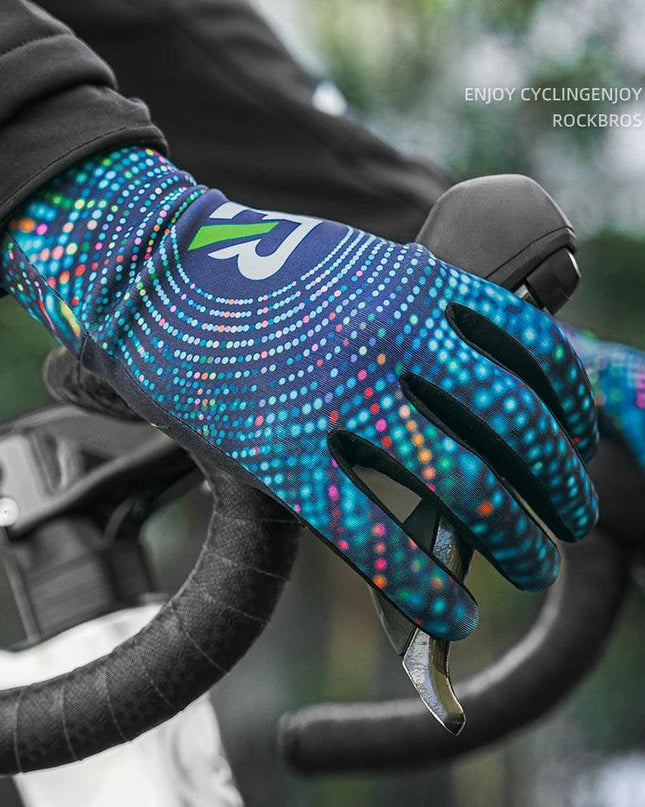 ROCKBROS Cycling Gloves Winter Warm Fleece Long Finger Gloves Mountain Road Cycling Gloves Full Finger Lengthened Wrist Guards