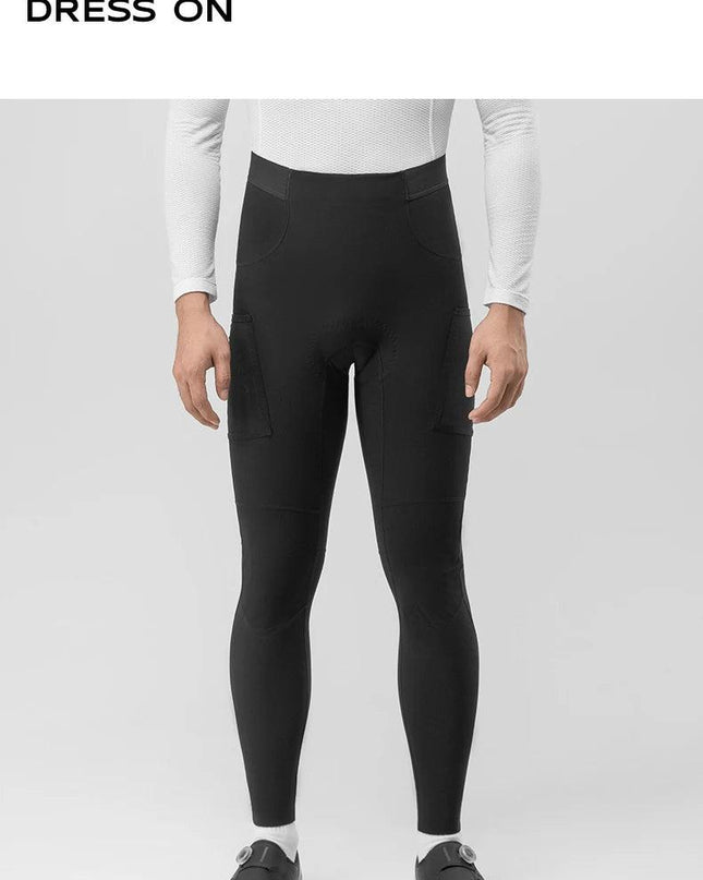 ROCKBROS Cycling Trousers With Italian Trouser Pad Long Tights Reflective Leggings Winter Fleece Thermal Anti Slip Pants 0-10°