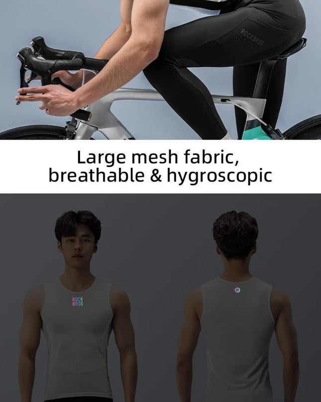 ROCKBROS Bike Vest Breathable  Men's Sleeveless Short Summer Undershirt Windbreaker Tshirt Quick Dry Elastic Mesh Underwear
