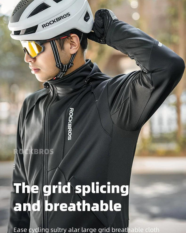 ROCKBROS Bicycle Jacket Winter Cycling Clothing Thermal Fleece Long Sleeve Cycling Bike Clothing Warmer Windproof Sportswear