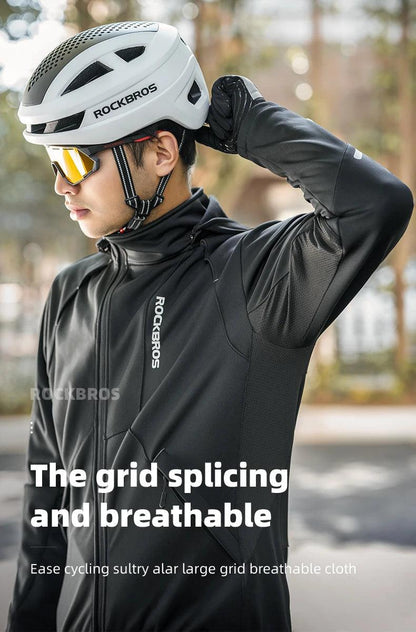 ROCKBROS Bicycle Jacket Winter Cycling Clothing Thermal Fleece Long Sleeve Cycling Bike Clothing Warmer Windproof Sportswear