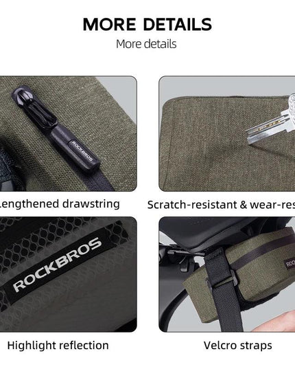 ROCKBROS Bicycle Tail Bag 0.4LMini Saddle Bag Lightweight Waterproof MTB Road Bike Tail Bag Portable Wear-resistant Cycling Gear