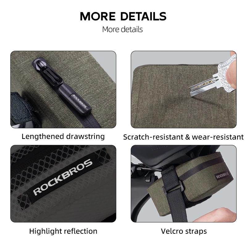 ROCKBROS Bicycle Tail Bag 0.4LMini Saddle Bag Lightweight Waterproof MTB Road Bike Tail Bag Portable Wear-resistant Cycling Gear