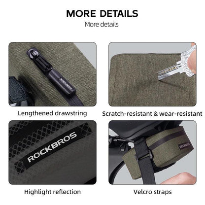 ROCKBROS Bicycle Tail Bag 0.4LMini Saddle Bag Lightweight Waterproof MTB Road Bike Tail Bag Portable Wear-resistant Cycling Gear