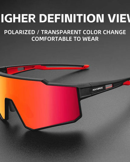 ROCKBROS Polarized Photochromic Glasses Cycling Sunglasses Outdoor Sports UV400 MTB Road Women Men Bicycle Goggles Adjustable