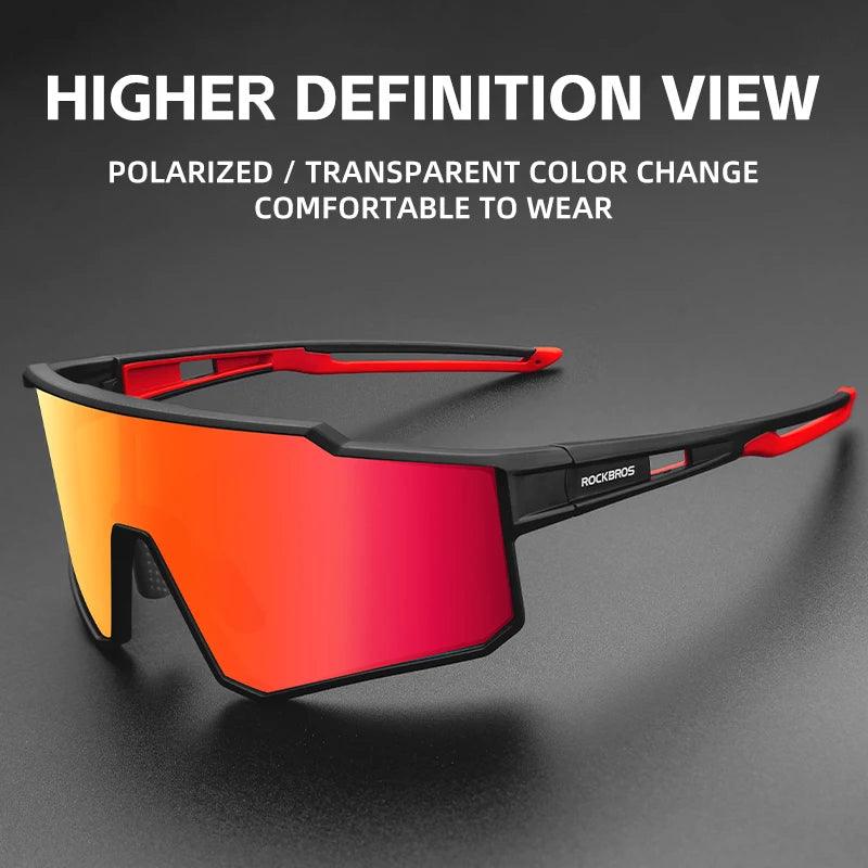 ROCKBROS Polarized Photochromic Glasses Cycling Sunglasses Outdoor Sports UV400 MTB Road Women Men Bicycle Goggles Adjustable