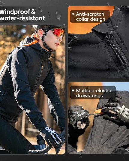 ROCKBROS Winter Warm Cycling Vest Thermal Fleece Windproof Cycling Jacket Winter Outdoor Sports Warm Vest for Men Women Running