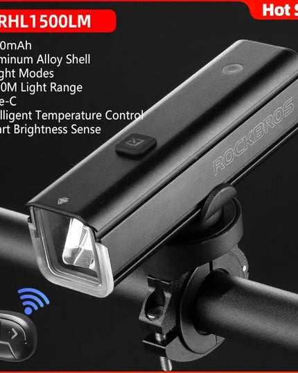 ROCKBROS Bike Light 1500LM5000mAh Type-C Bicycle Light Temperature Control  IPX6 Aluminum LED Light Front Lamp Cycling Headlight