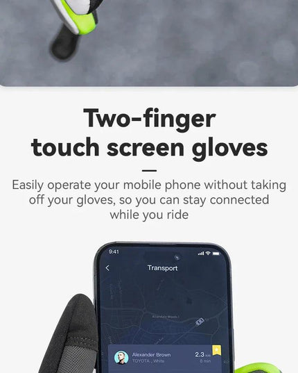 ROCKBROS Cycling Gloves Winter Windproof Keep Warm Reflective Gloves Thickened Palm Pad Touch Screen Night Cycling Glove MTB Men