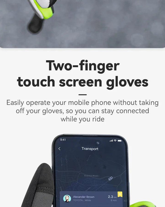 ROCKBROS Cycling Gloves Winter Windproof Keep Warm Reflective Gloves Thickened Palm Pad Touch Screen Night Cycling Glove MTB Men