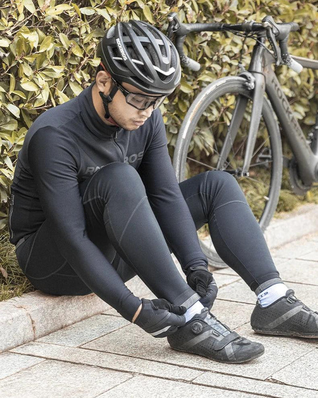 ROCKBROS Cycling Jersey Set Winter Spring Jacket Bibs Pants Long Sleeve MTB Bicycle Clothing Maillot Thermal Fleece Wear Suit