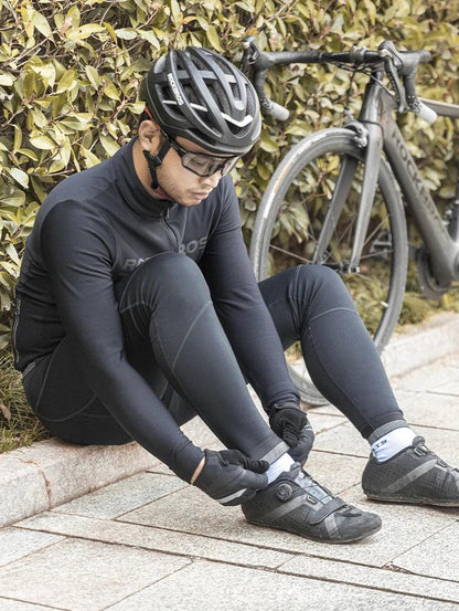 ROCKBROS Cycling Jersey Set Winter Spring Jacket Bibs Pants Long Sleeve MTB Bicycle Clothing Maillot Thermal Fleece Wear Suit