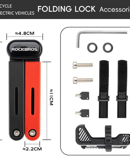 ROCKBROS Bike Foldable Lock Anti-theft Security Chain Cable Padlock 120CM Lengthened Chain Lock MTB Road Portable Cycling Lock